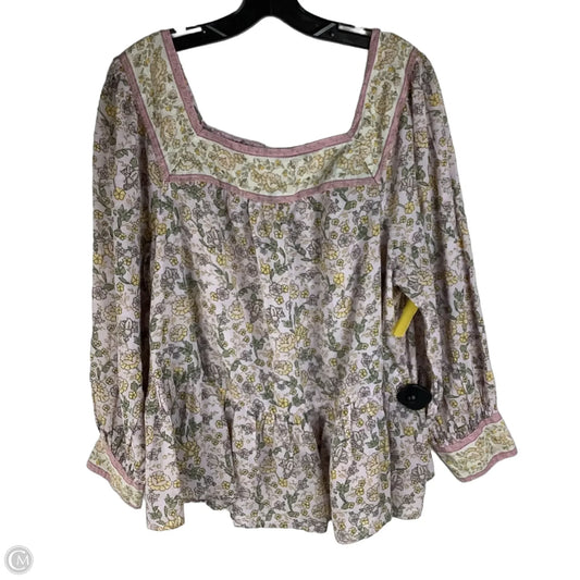 Top Long Sleeve By American Eagle In Floral Print, Size: L