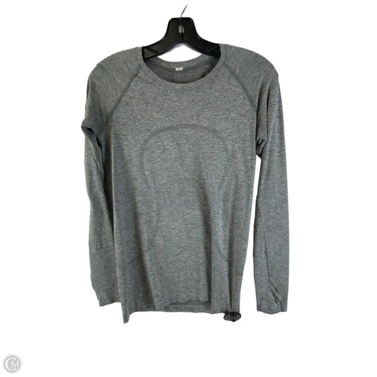 Athletic Top Long Sleeve Collar By Lululemon In Grey, Size: 8