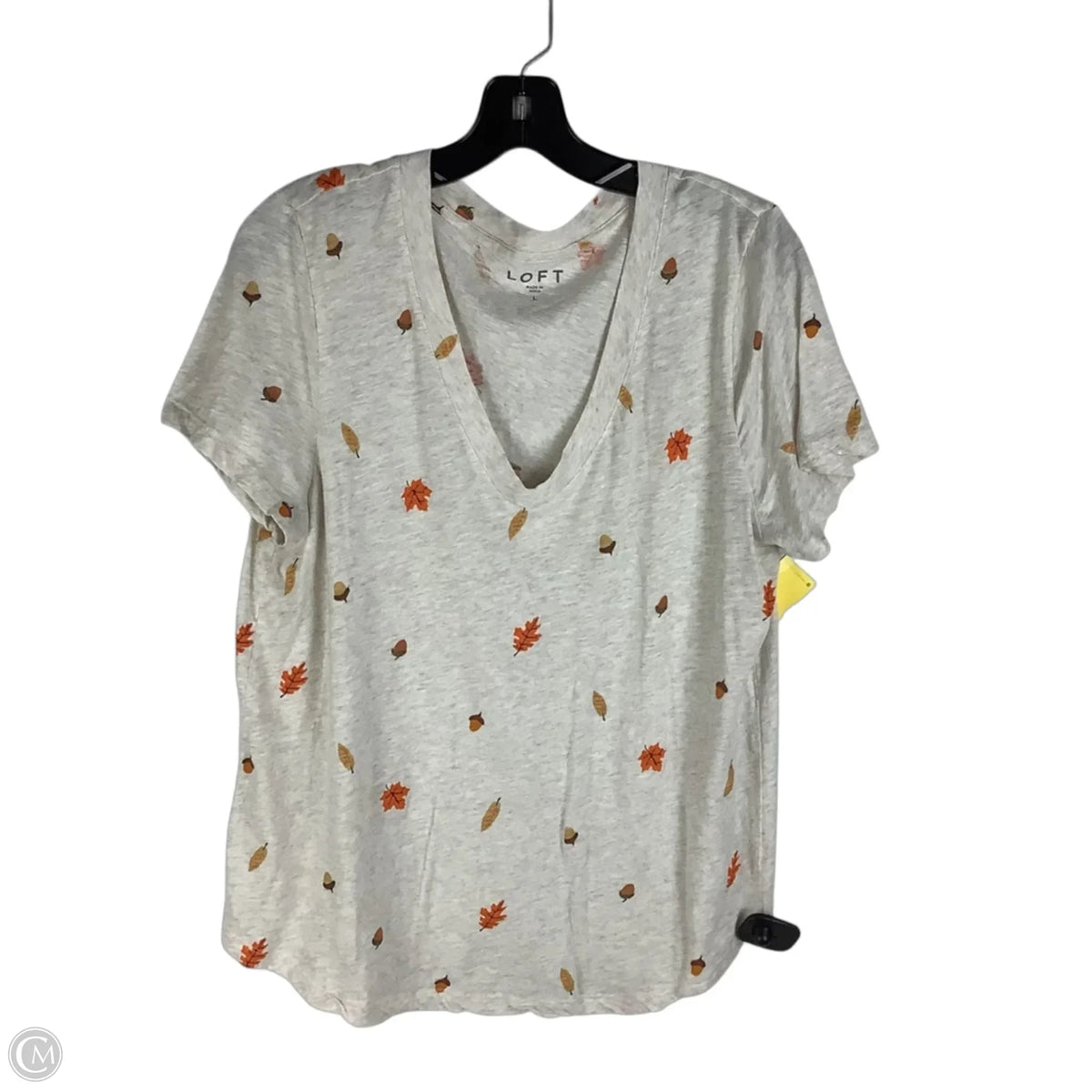 Top Short Sleeve Basic By Loft In Beige, Size: L