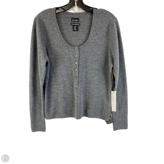 Sweater Cardigan By Nicole Miller In Grey, Size: L