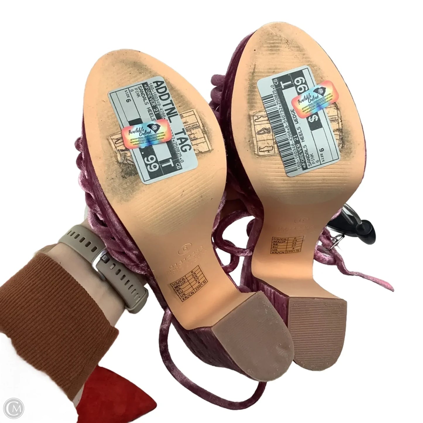 Sandals Heels Wedge By Forever 21 In Pink, Size: 6