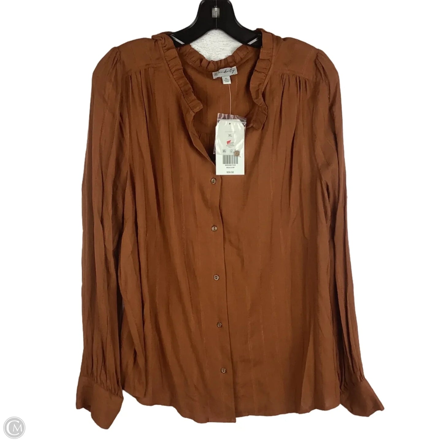 Top Long Sleeve By Wonderly In Brown, Size: Xl