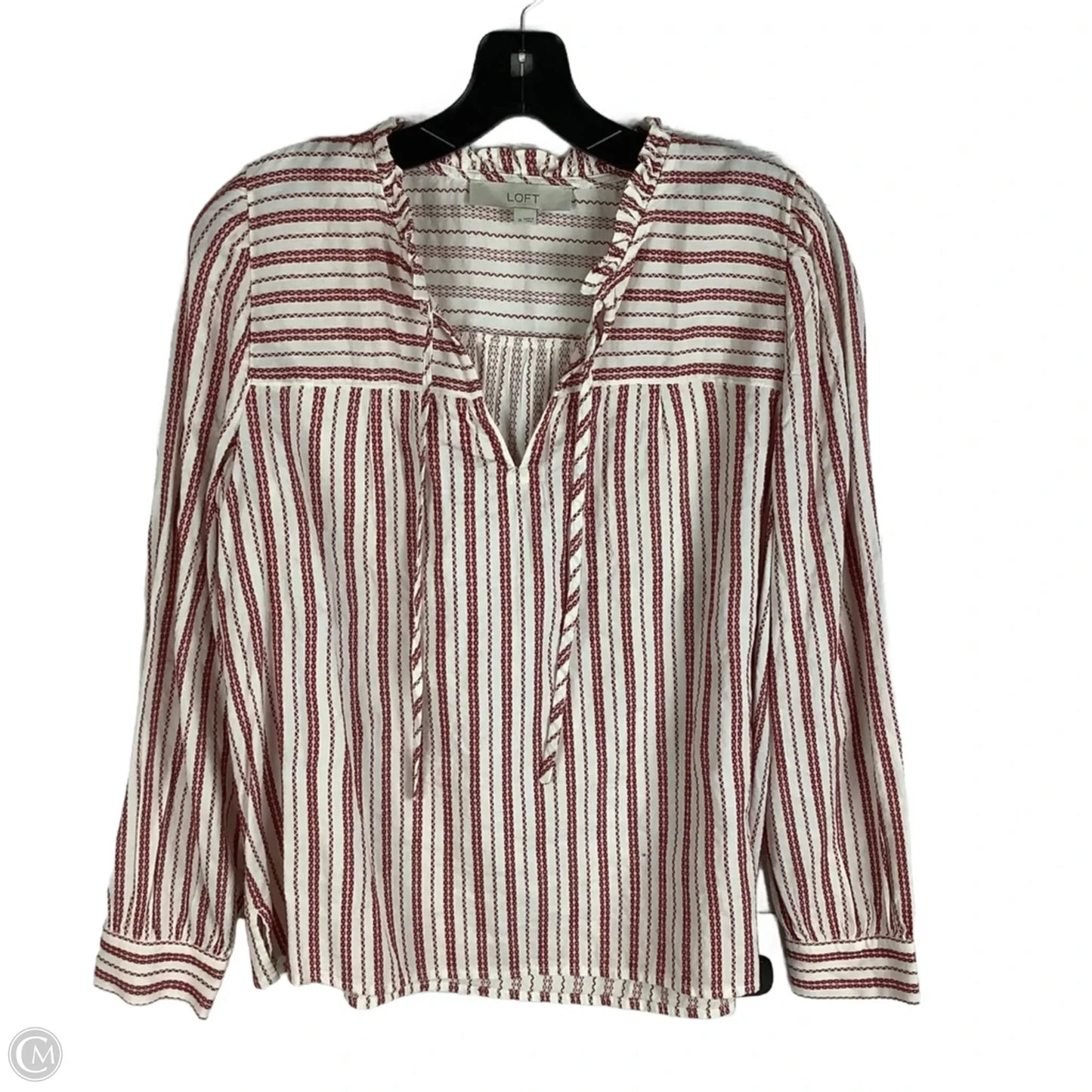 Top Long Sleeve By Loft In Red & Tan, Size: M