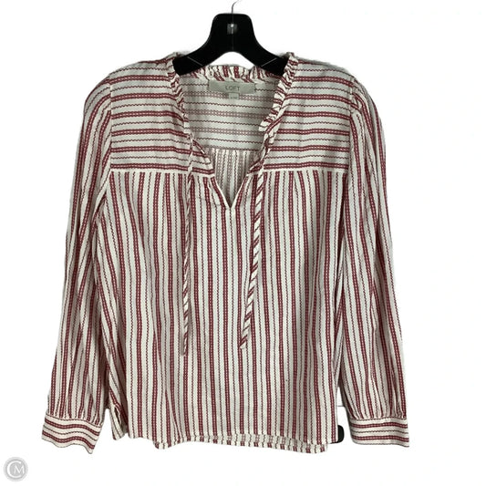 Top Long Sleeve By Loft In Red & Tan, Size: M
