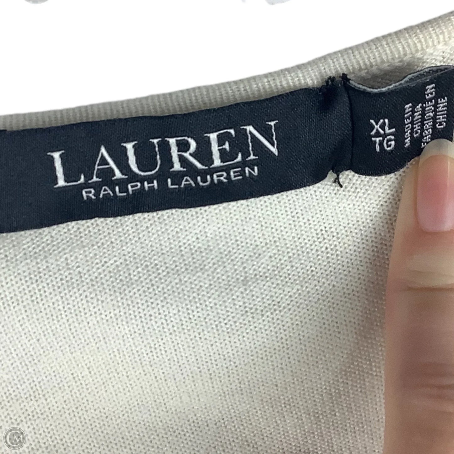Top Long Sleeve By Lauren By Ralph Lauren In Cream, Size: Xl