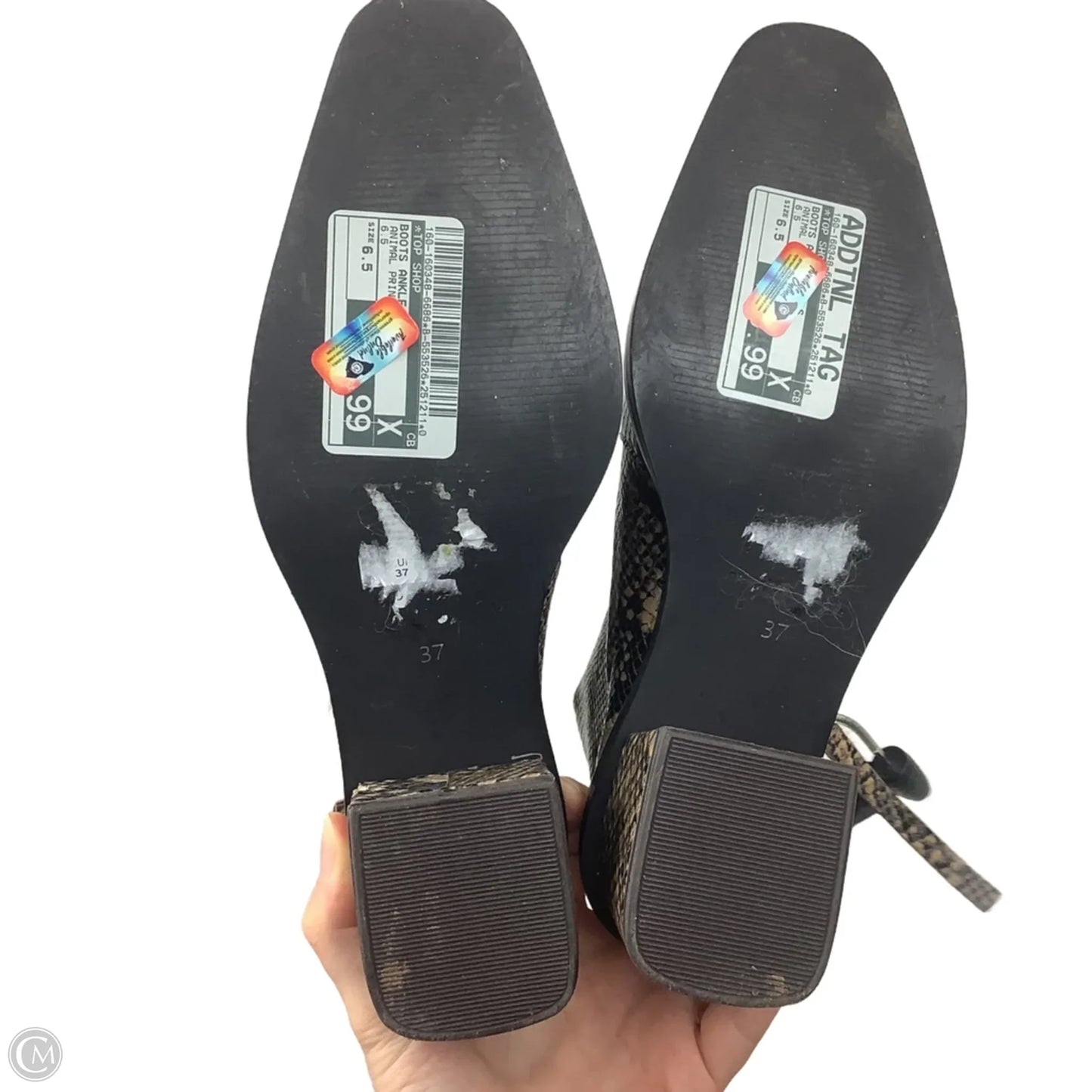 Boots Ankle Heels By Top Shop In Animal Print, Size: 6.5