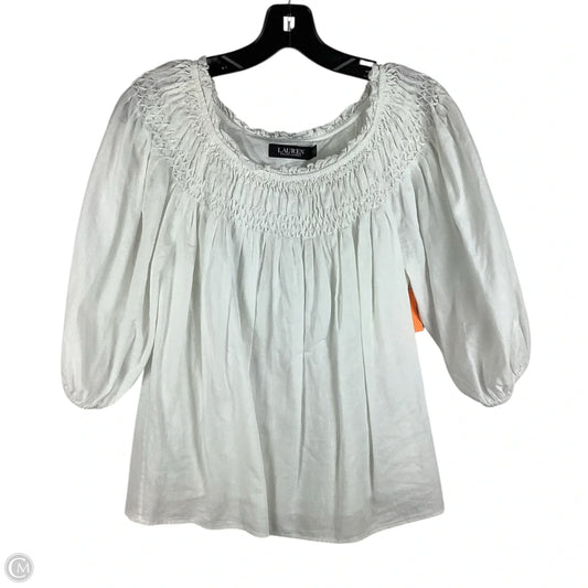 Top Short Sleeve By Lauren By Ralph Lauren In White, Size: S Petite