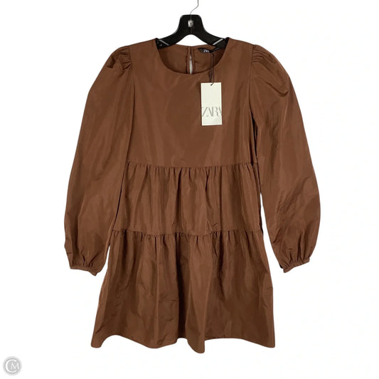 Dress Casual Midi By Zara In Brown, Size: S