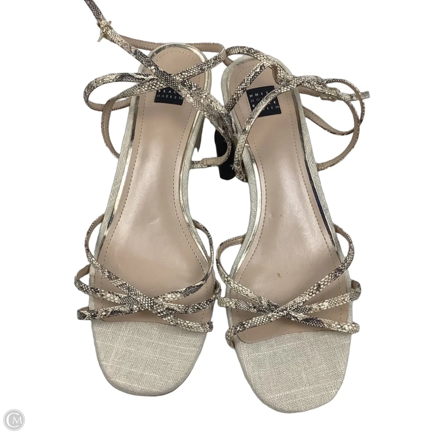 Sandals Heels Block By White House Black Market In Gold, Size: 9.5