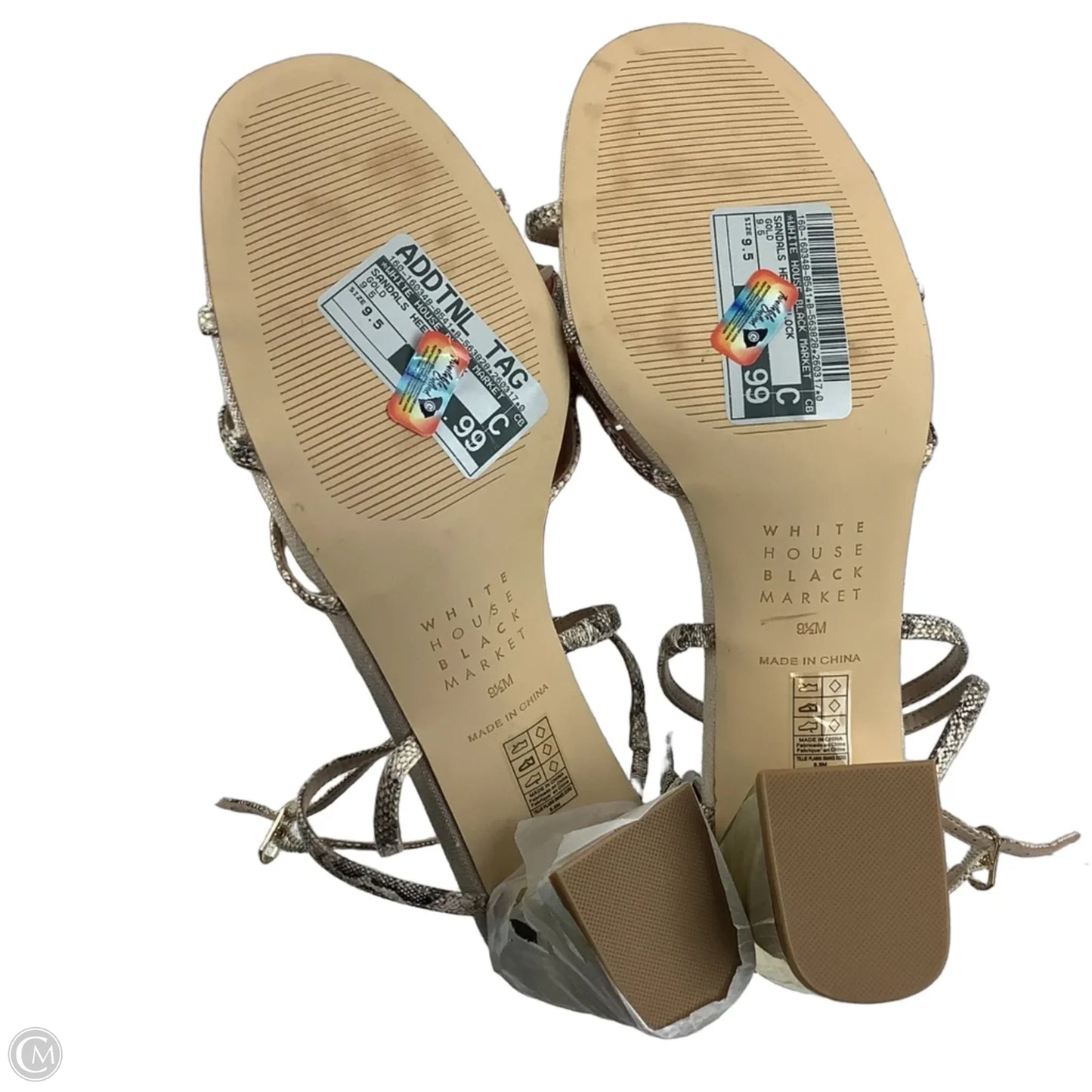 Sandals Heels Block By White House Black Market In Gold, Size: 9.5
