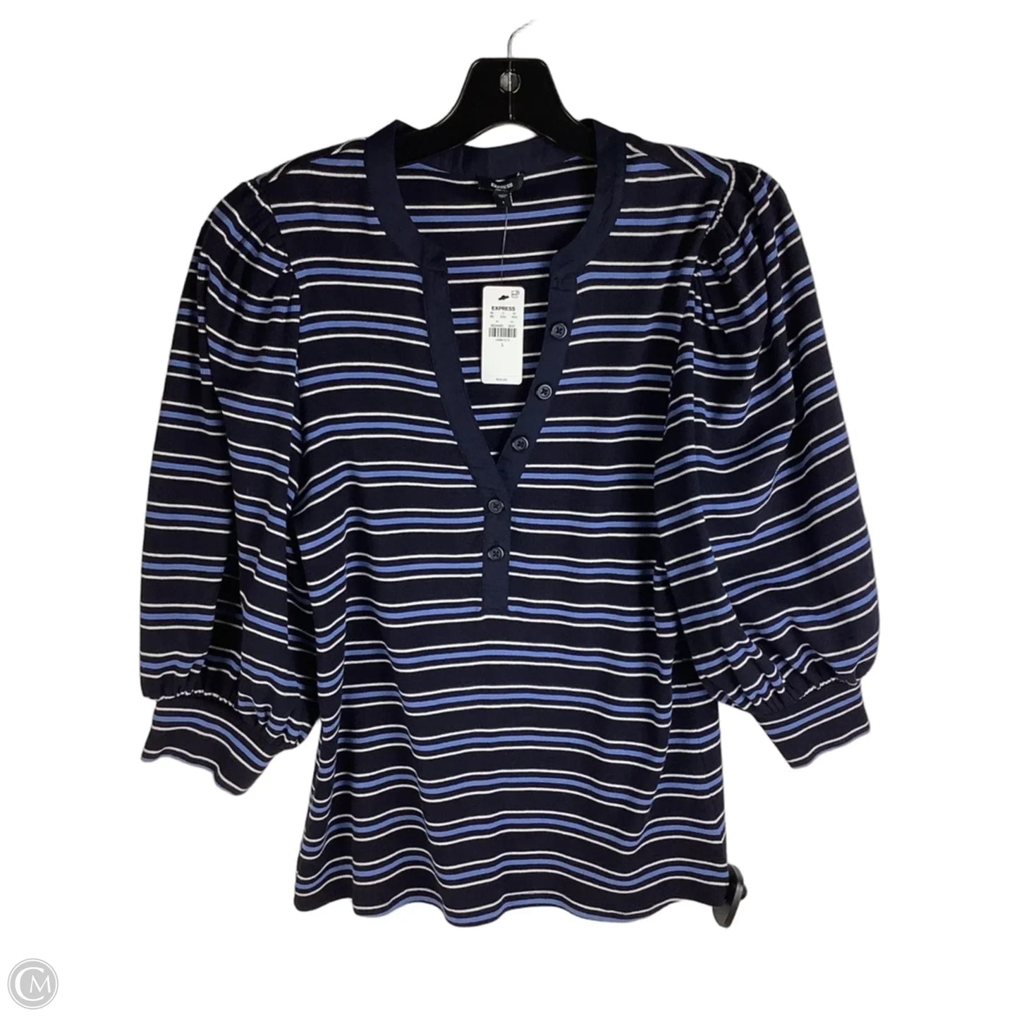 Top Short Sleeve By Express In Striped Pattern, Size: L