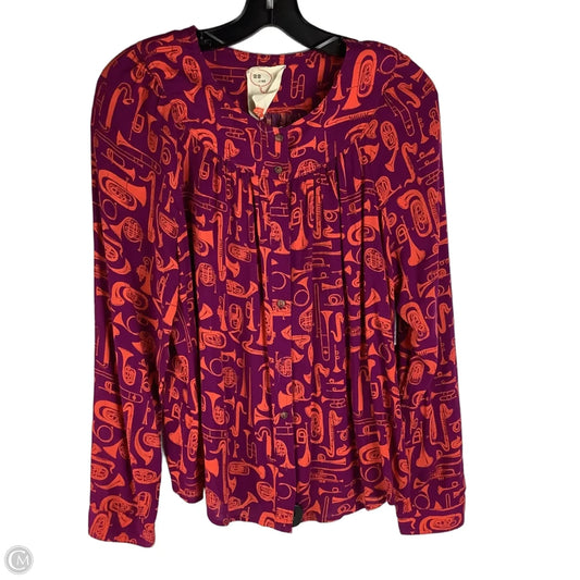 Top Long Sleeve By Anthropologie In Purple & Red, Size: 14