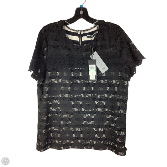 Top Short Sleeve Designer By Karl Lagerfeld In Black, Size: L