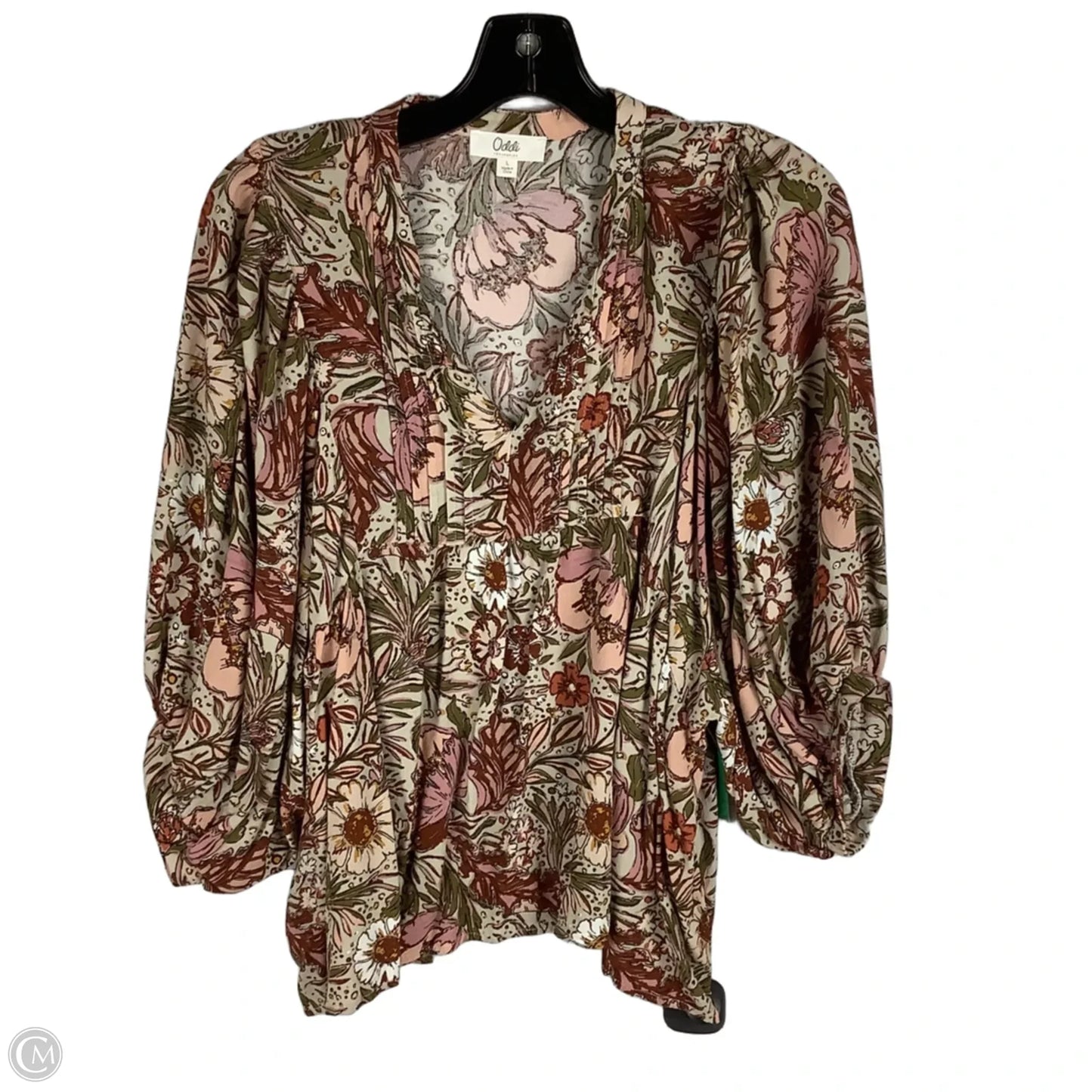 Top Short Sleeve By Oddi In Floral Print, Size: L
