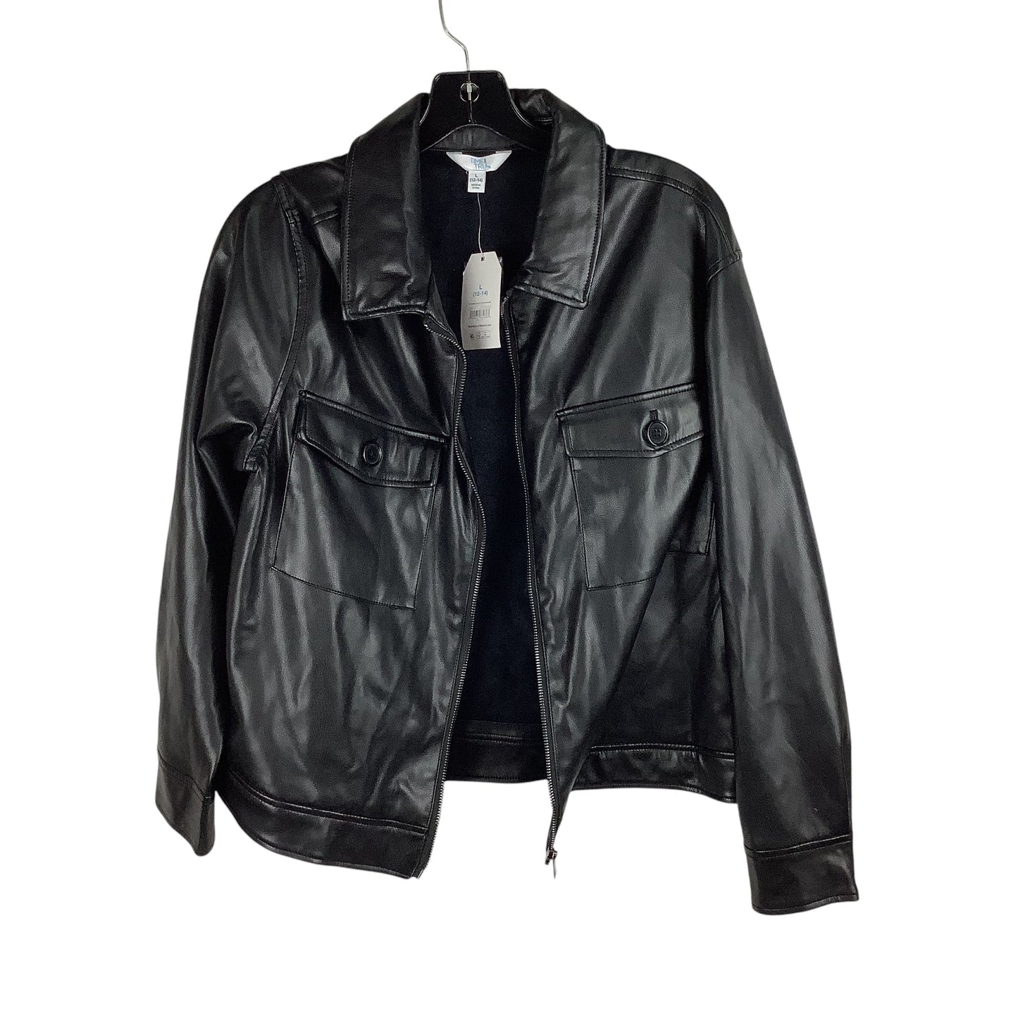 Jacket Moto By Time And Tru In Black, Size: L