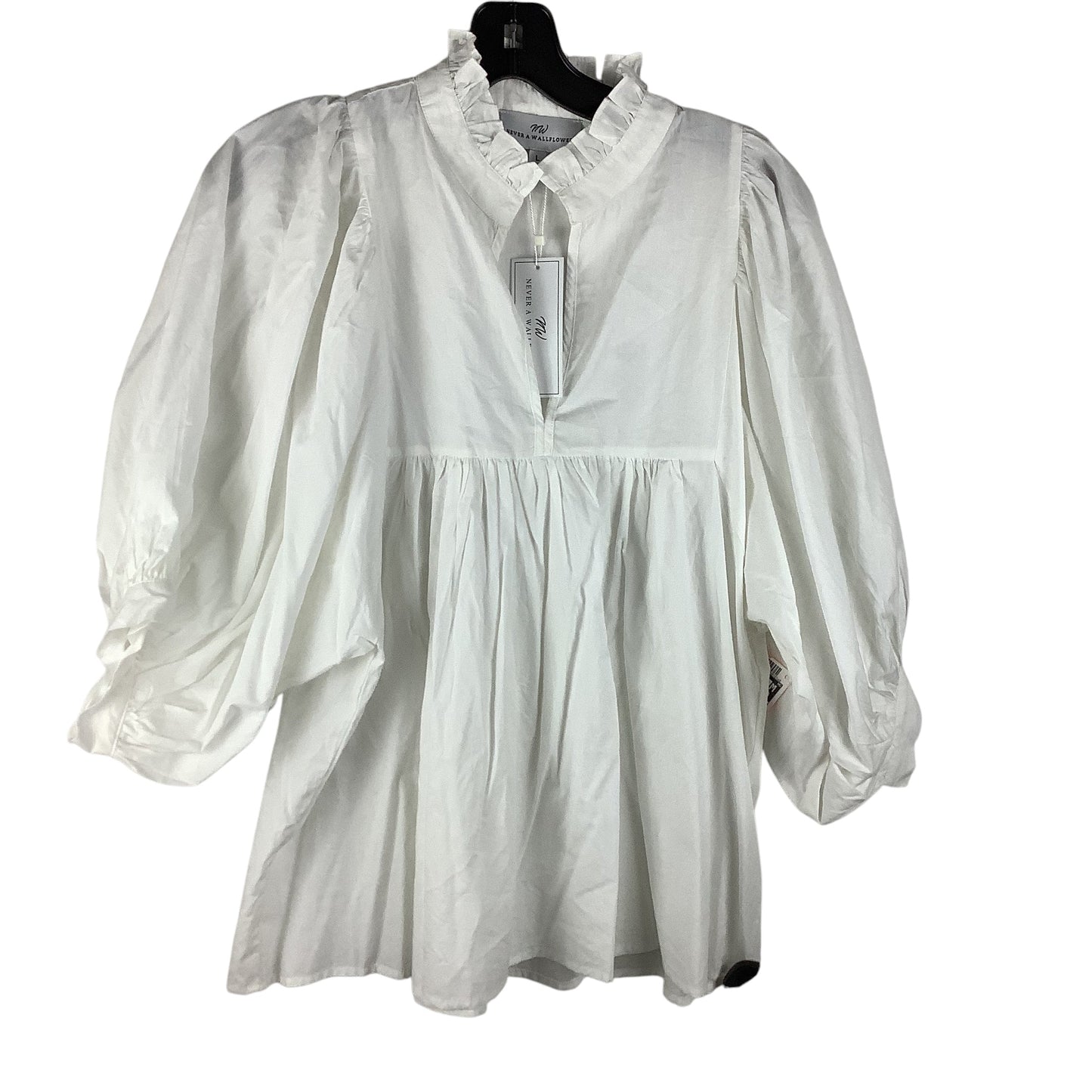 Top 3/4 Sleeve By Clothes Mentor In White, Size: L