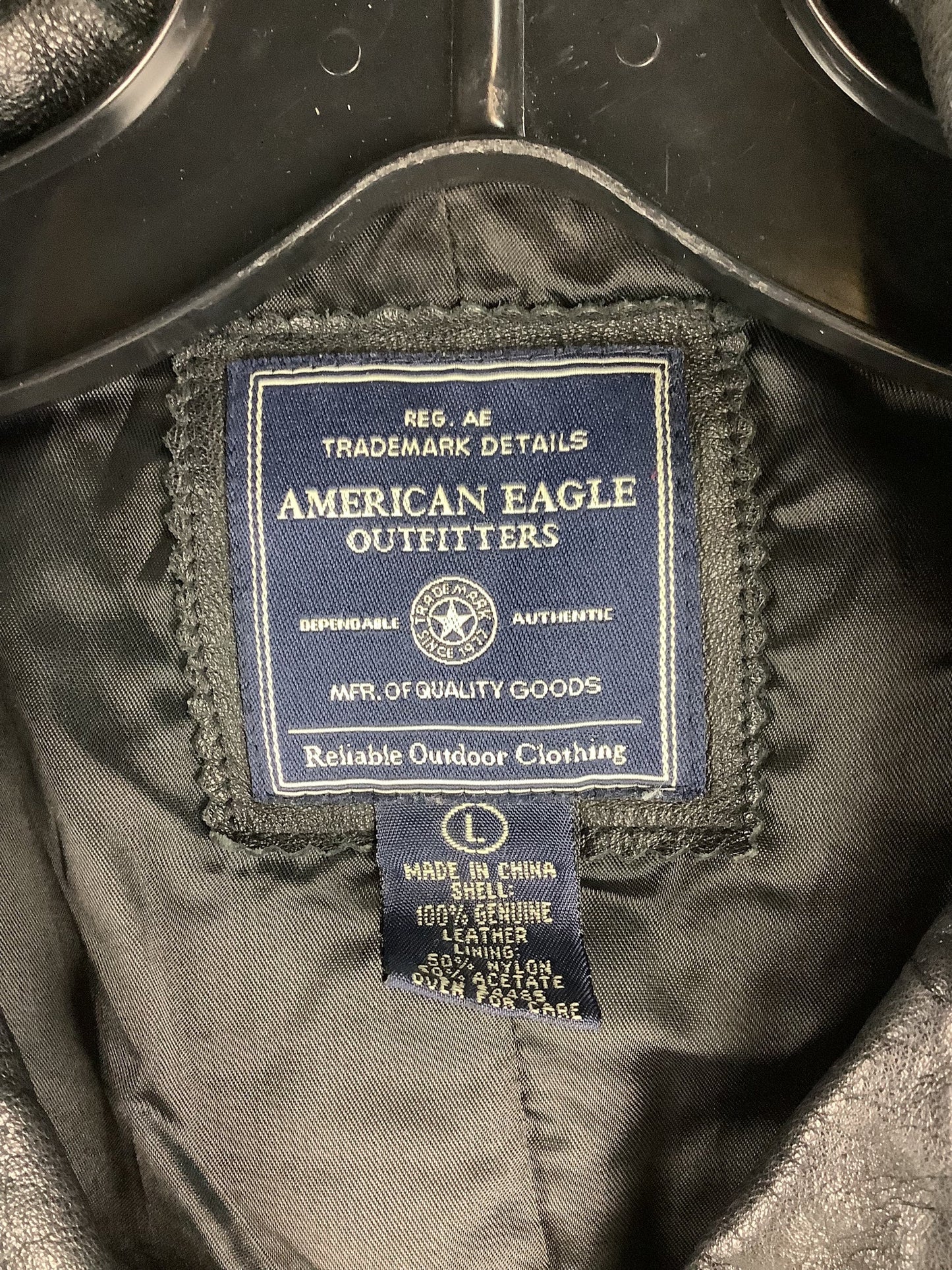 Jacket Leather By American Eagle In Black, Size: L