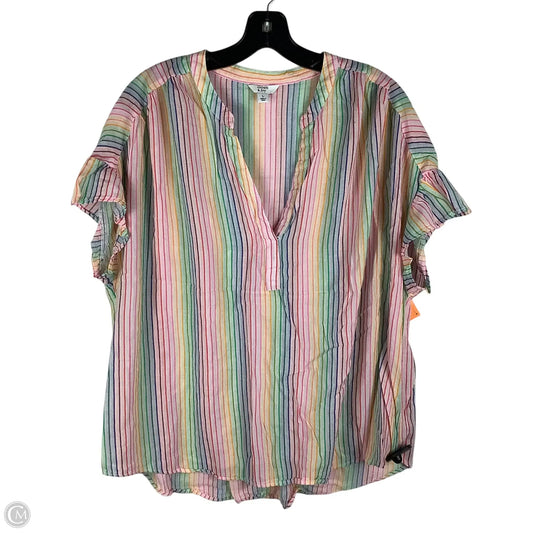 Top Short Sleeve By Crown And Ivy In Striped Pattern, Size: L