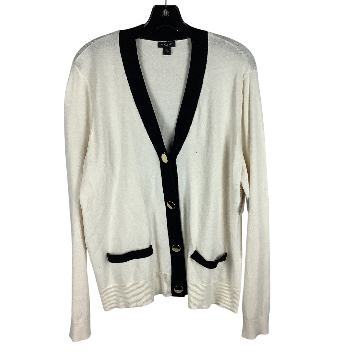 Sweater Cardigan By Ann Taylor In White, Size: Xl