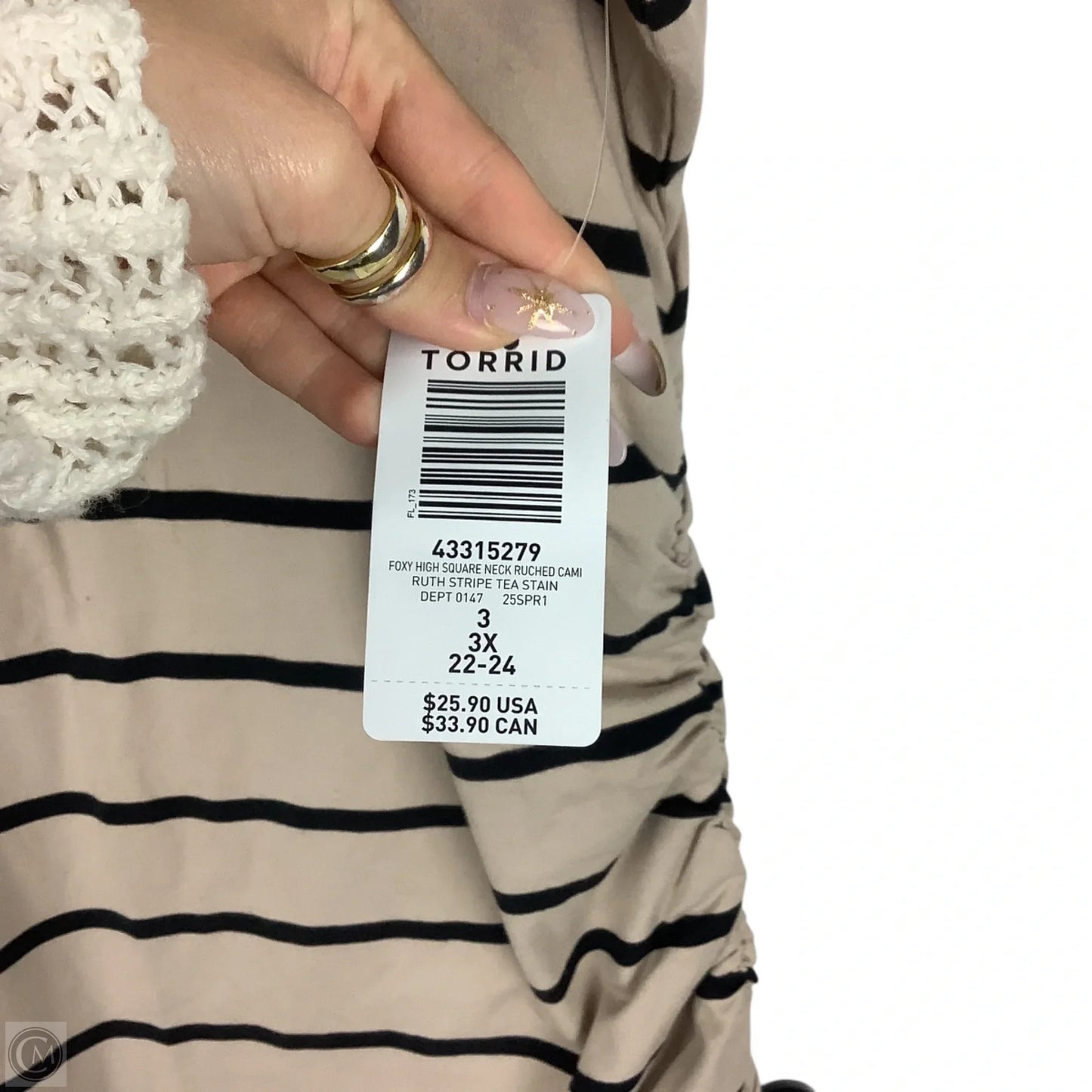 Top Sleeveless By Torrid In Striped Pattern, Size: 3x