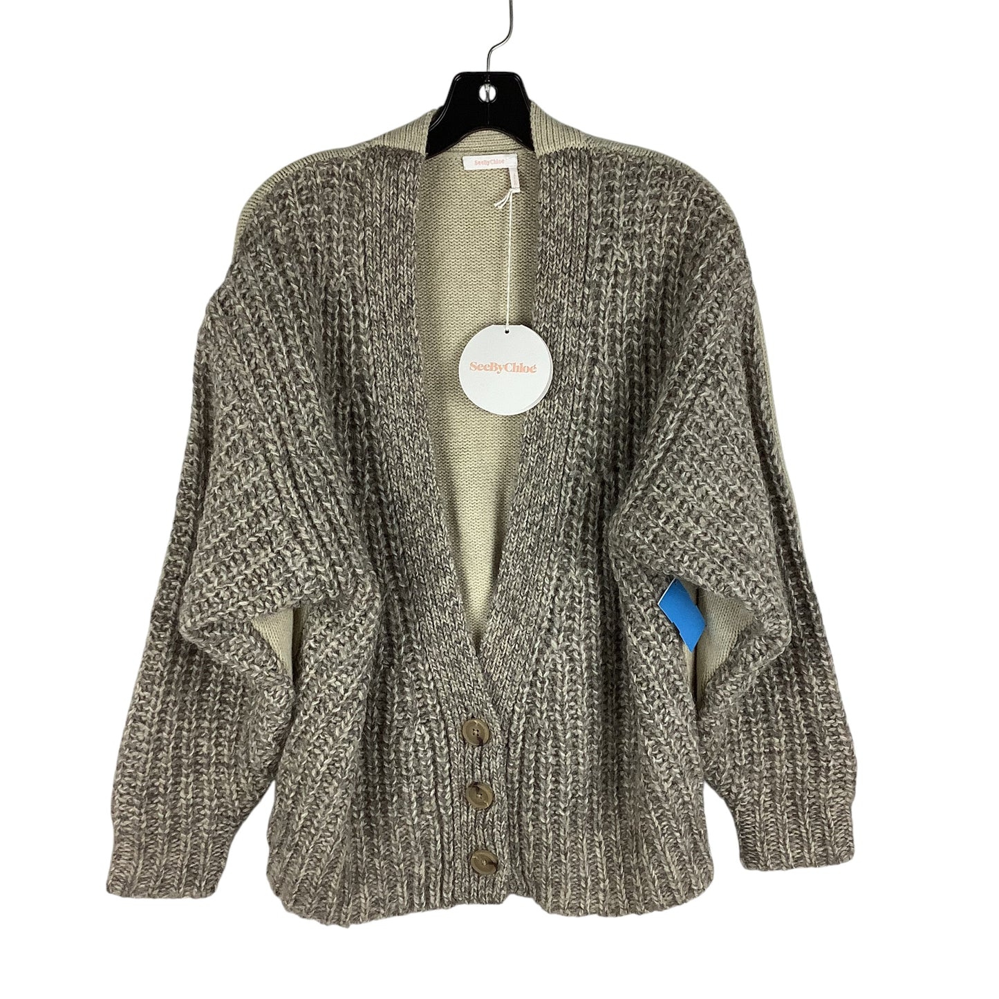 Sweater Cardigan By See By Chloe In Tan, Size: Xs (oversized)