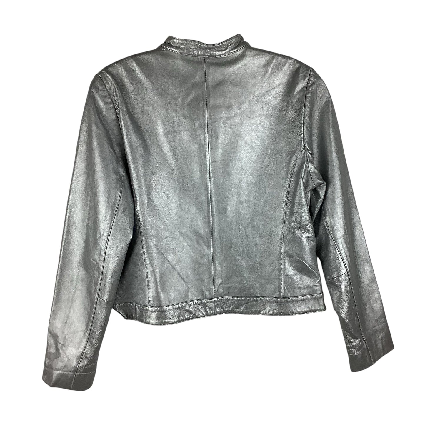 Jacket Moto Leather By Margaret Godfrey In Grey, Size: 6p