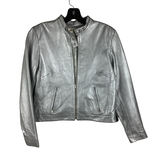 Jacket Moto Leather By Margaret Godfrey In Grey, Size: 6p