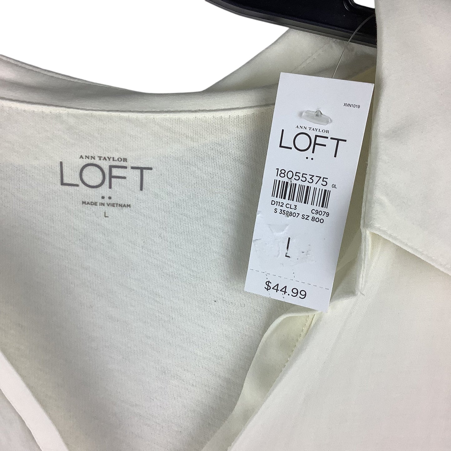 Top Long Sleeve By Loft In White, Size: L