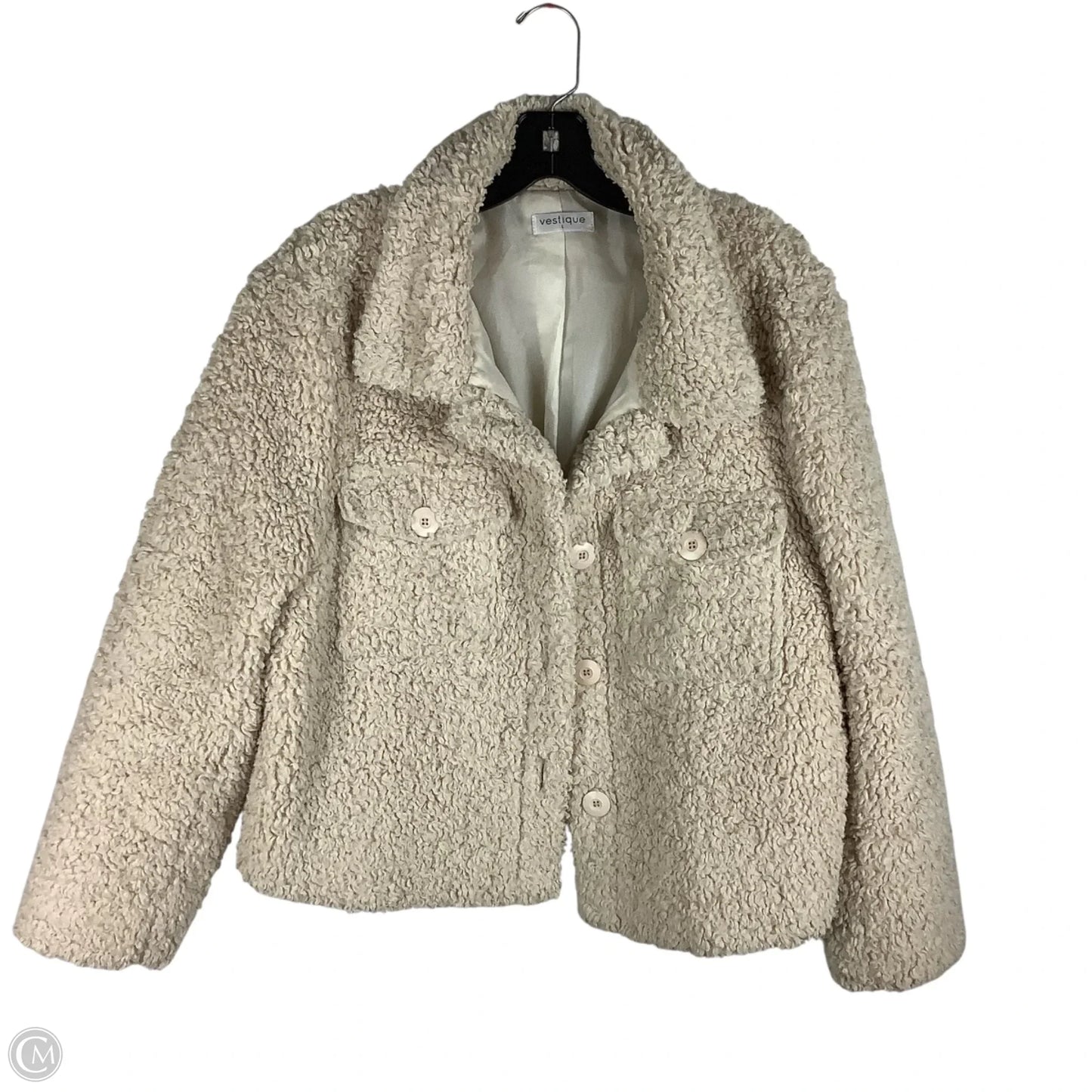 Jacket Faux Fur & Sherpa By Vestique In Cream, Size: L