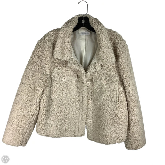 Jacket Faux Fur & Sherpa By Vestique In Cream, Size: L
