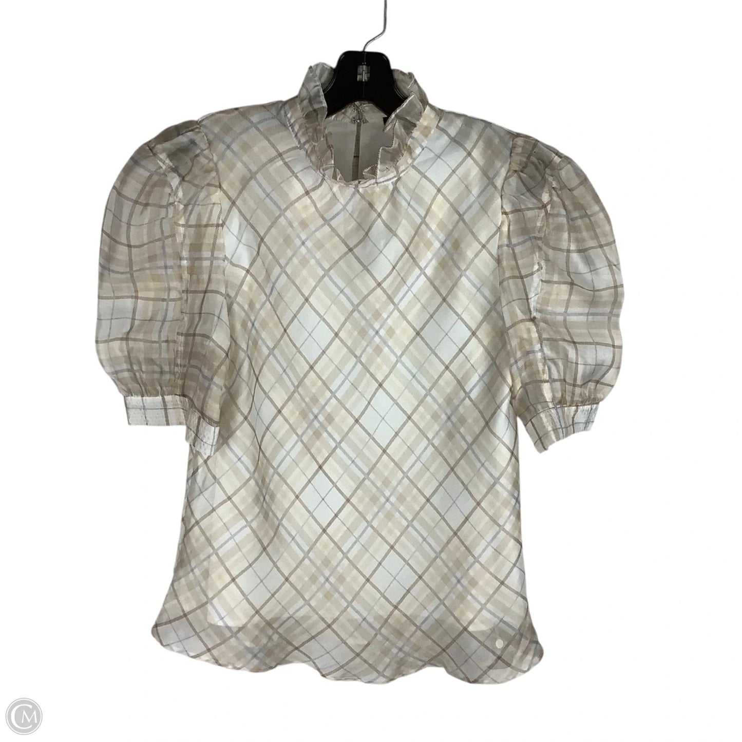 Top Short Sleeve By En Saison In Plaid Pattern, Size: M