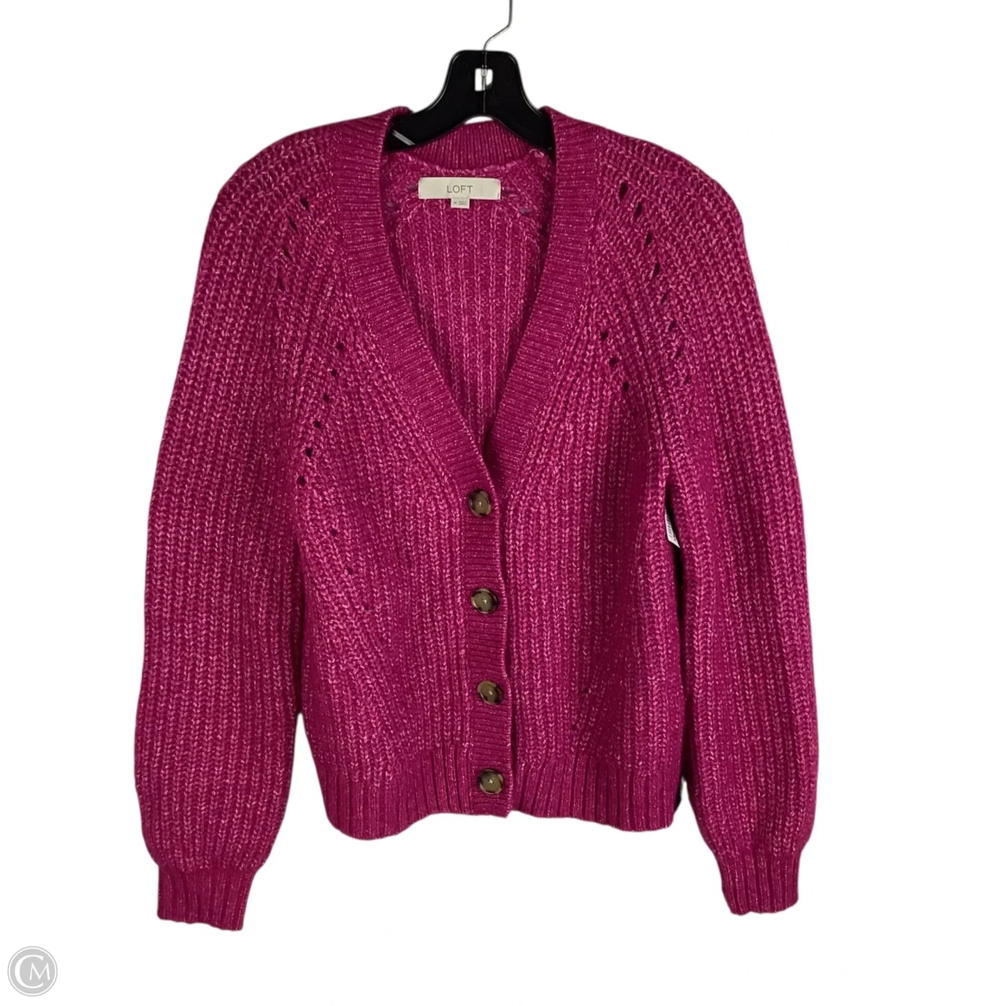 Sweater Cardigan By Loft In Pink, Size: M