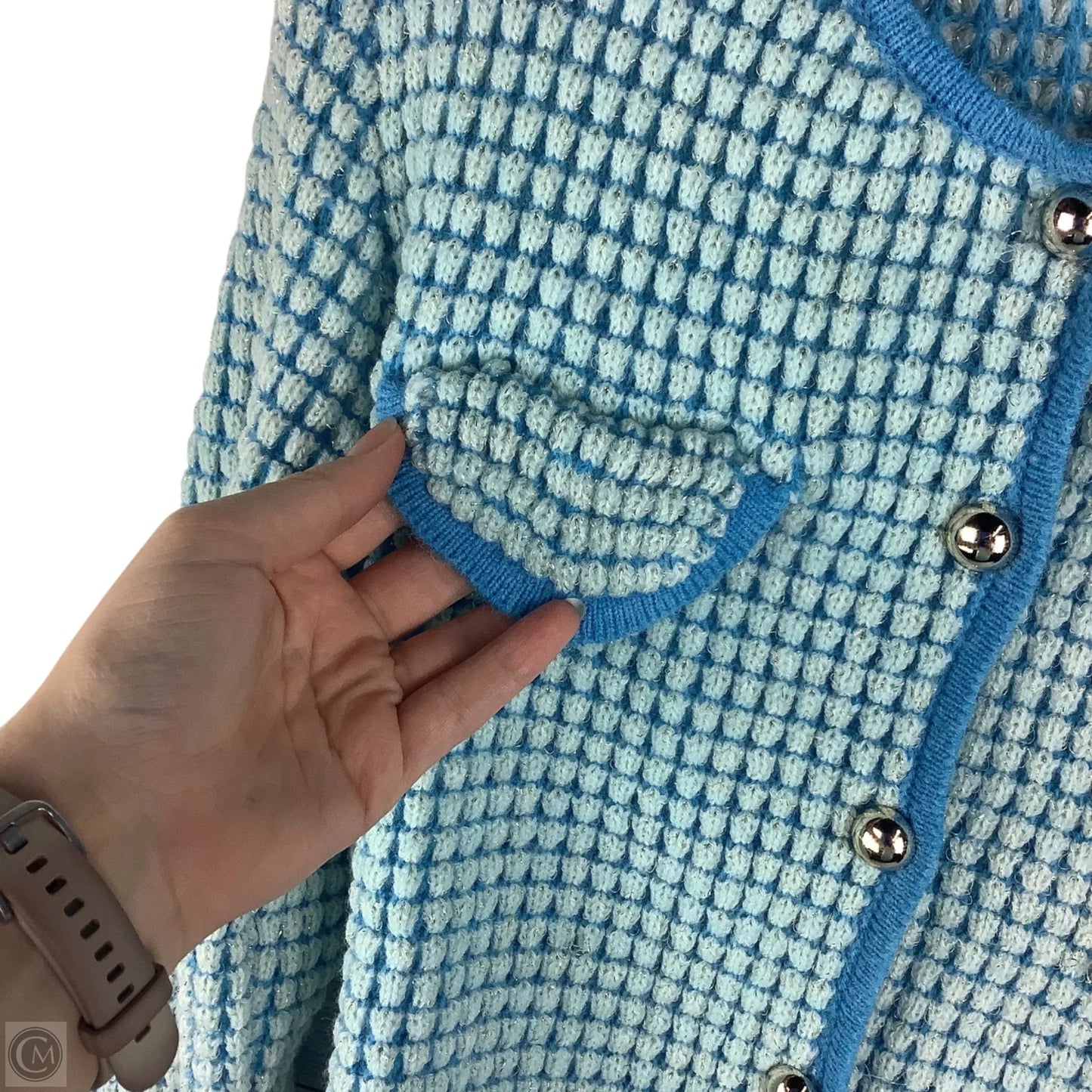 Sweater Cardigan By Line & Dot In Blue, Size: S