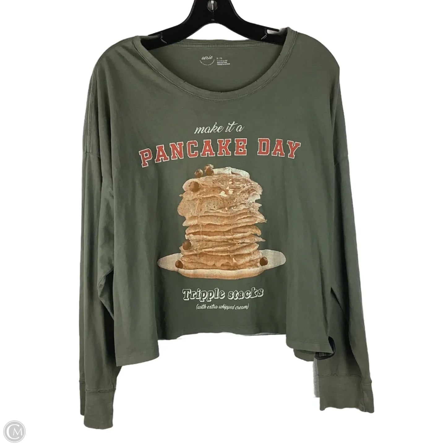 Top Long Sleeve By Aerie In Green, Size: Xl