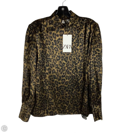 Top Long Sleeve By Zara In Animal Print, Size: M