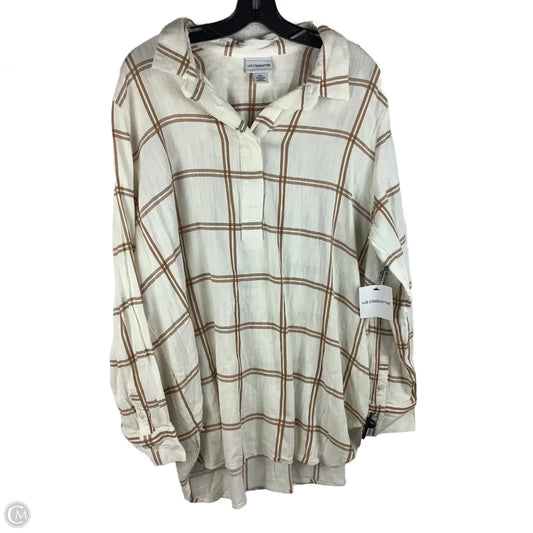 Top Long Sleeve By Liz Claiborne In Cream, Size: Xxl
