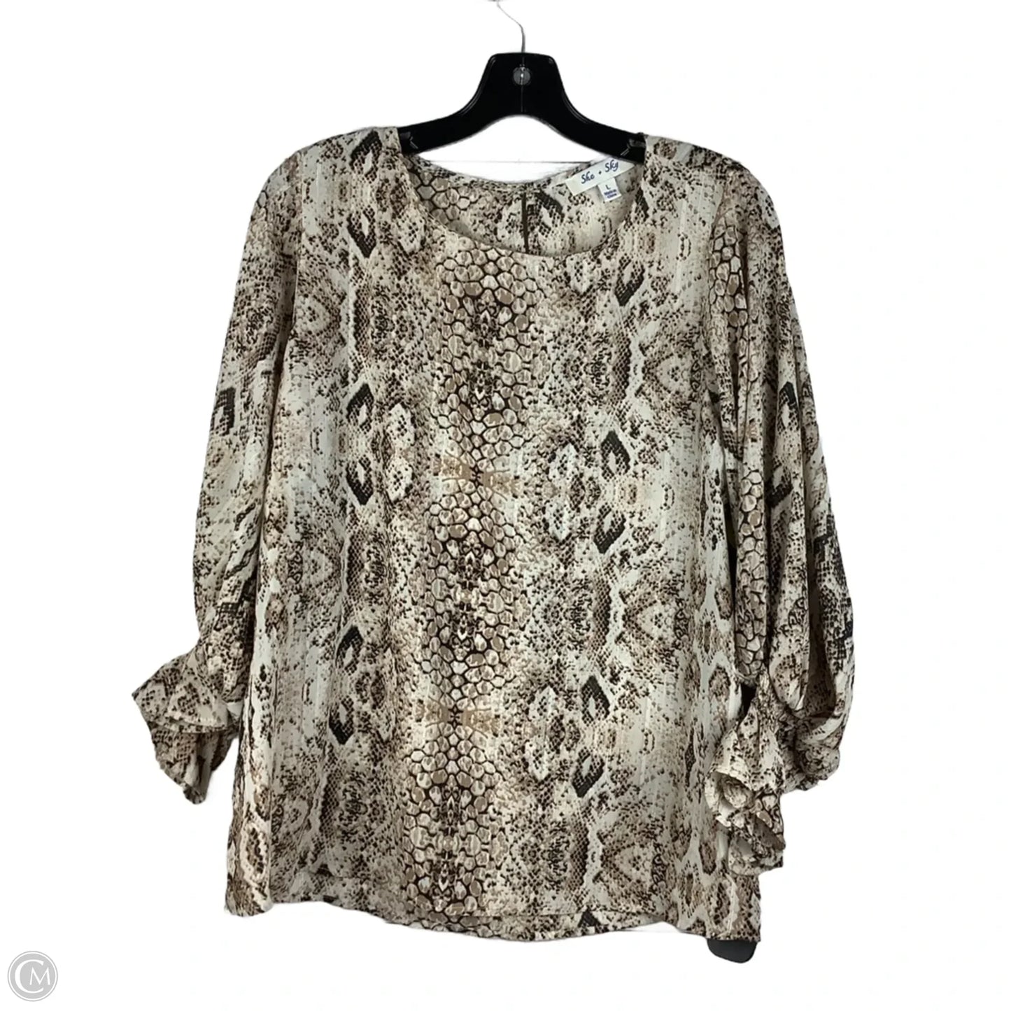 Top Long Sleeve By She + Sky In Snakeskin Print, Size: L
