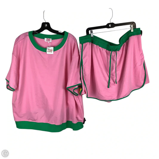 Skirt Set 2pc By Clothes Mentor In Green & Pink, Size: 4x