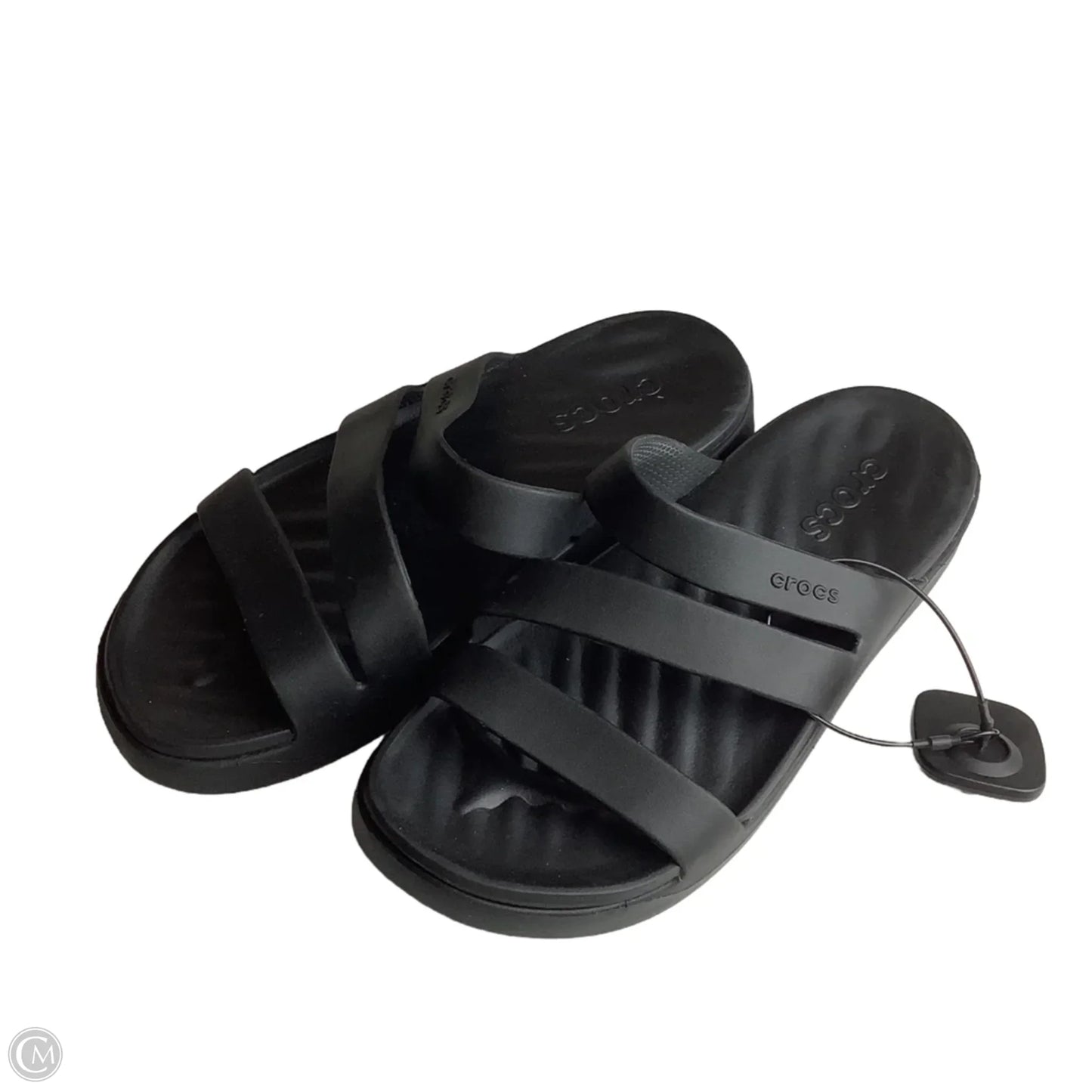 Sandals Flats By Crocs In Black, Size: 7