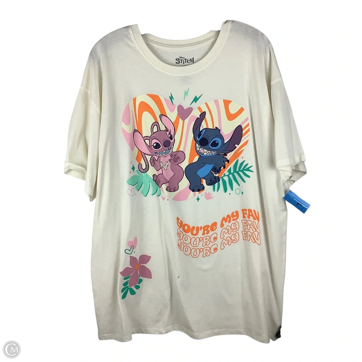 Top Short Sleeve Basic By Disney In Cream, Size: Xl