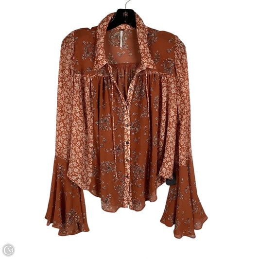 Top Long Sleeve By Free People In Orange, Size: M