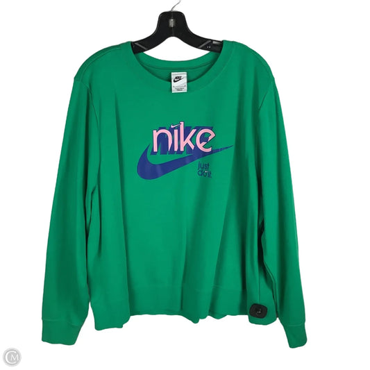 Top Long Sleeve By Nike Apparel In Green, Size: 2x