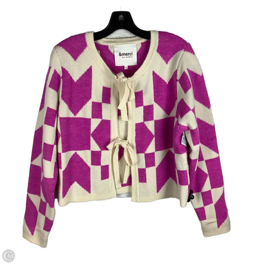 Sweater Cardigan By &merci In Cream & Purple, Size: M