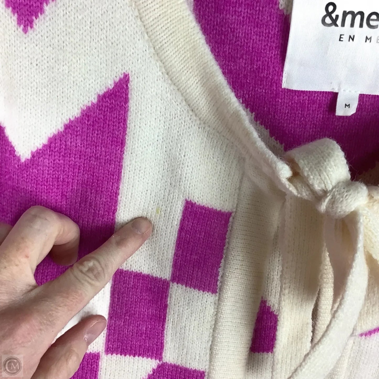 Sweater Cardigan By &merci In Cream & Purple, Size: M