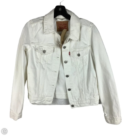 Jacket Denim By Levis In White Denim, Size: S