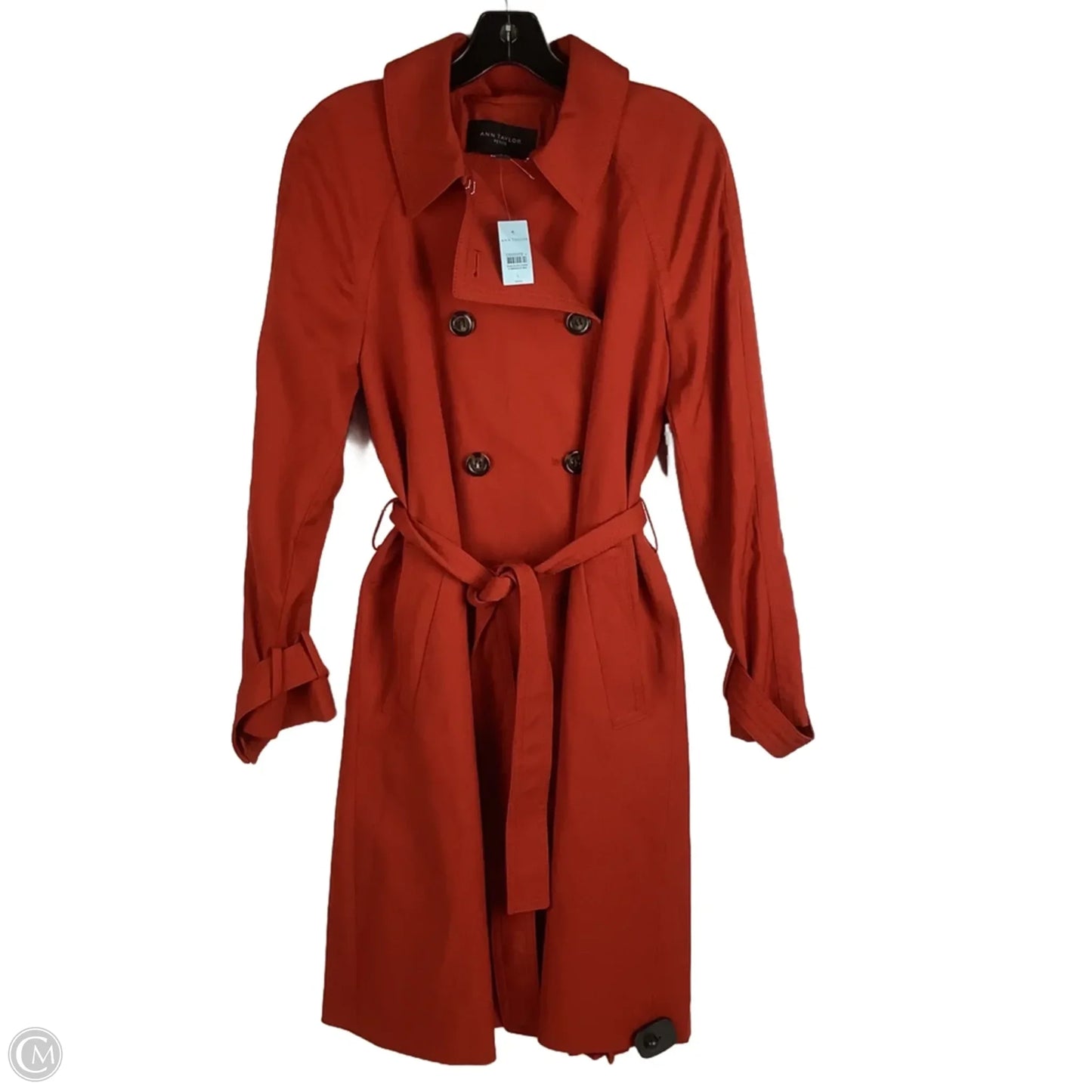 Coat Trench Coat By Ann Taylor In Red, Size: L PETITE