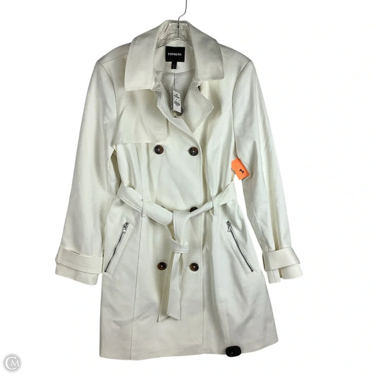 Coat Trench Coat By Express In White, Size: L