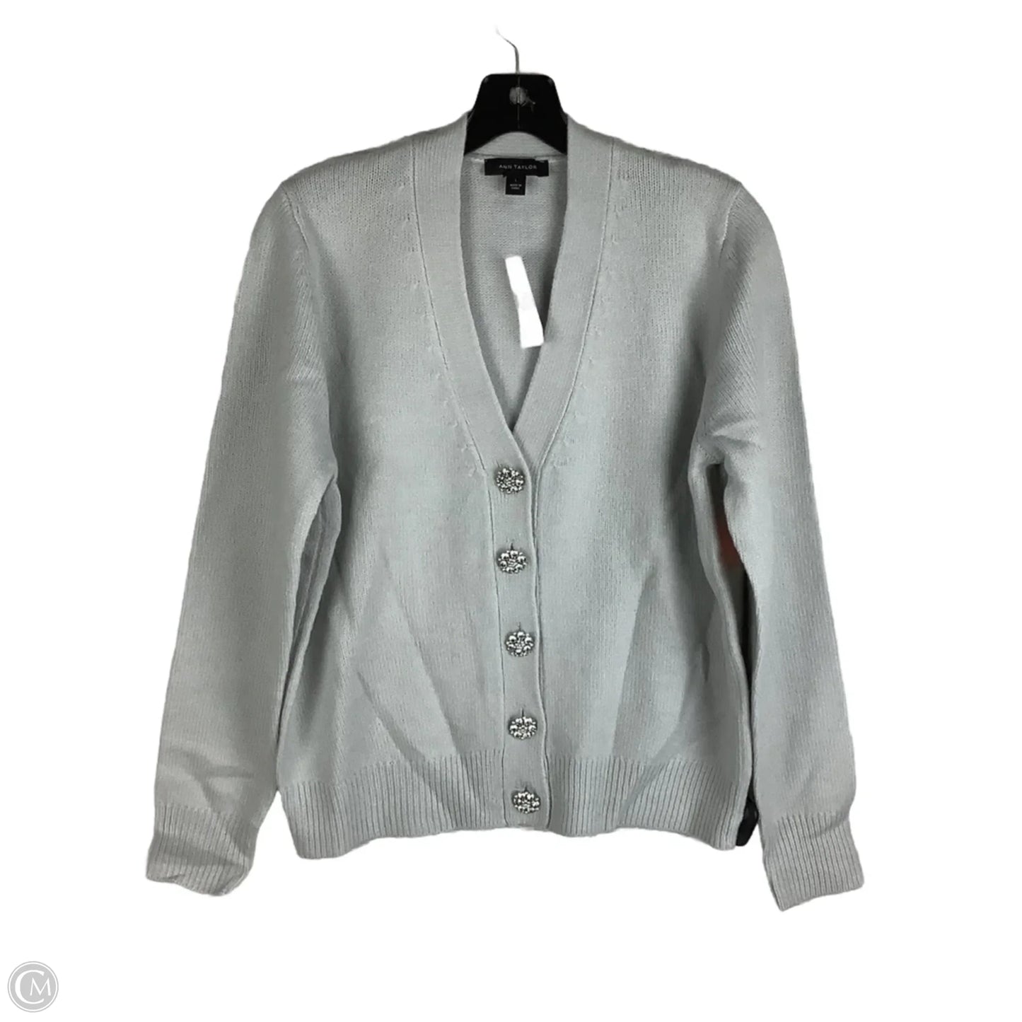 Sweater Cardigan By Ann Taylor In Grey, Size: L