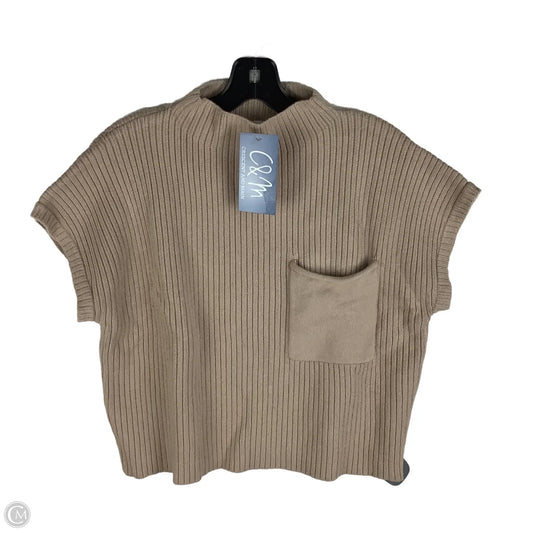 Sweater Short Sleeve By Blu Pepper In Brown, Size: L