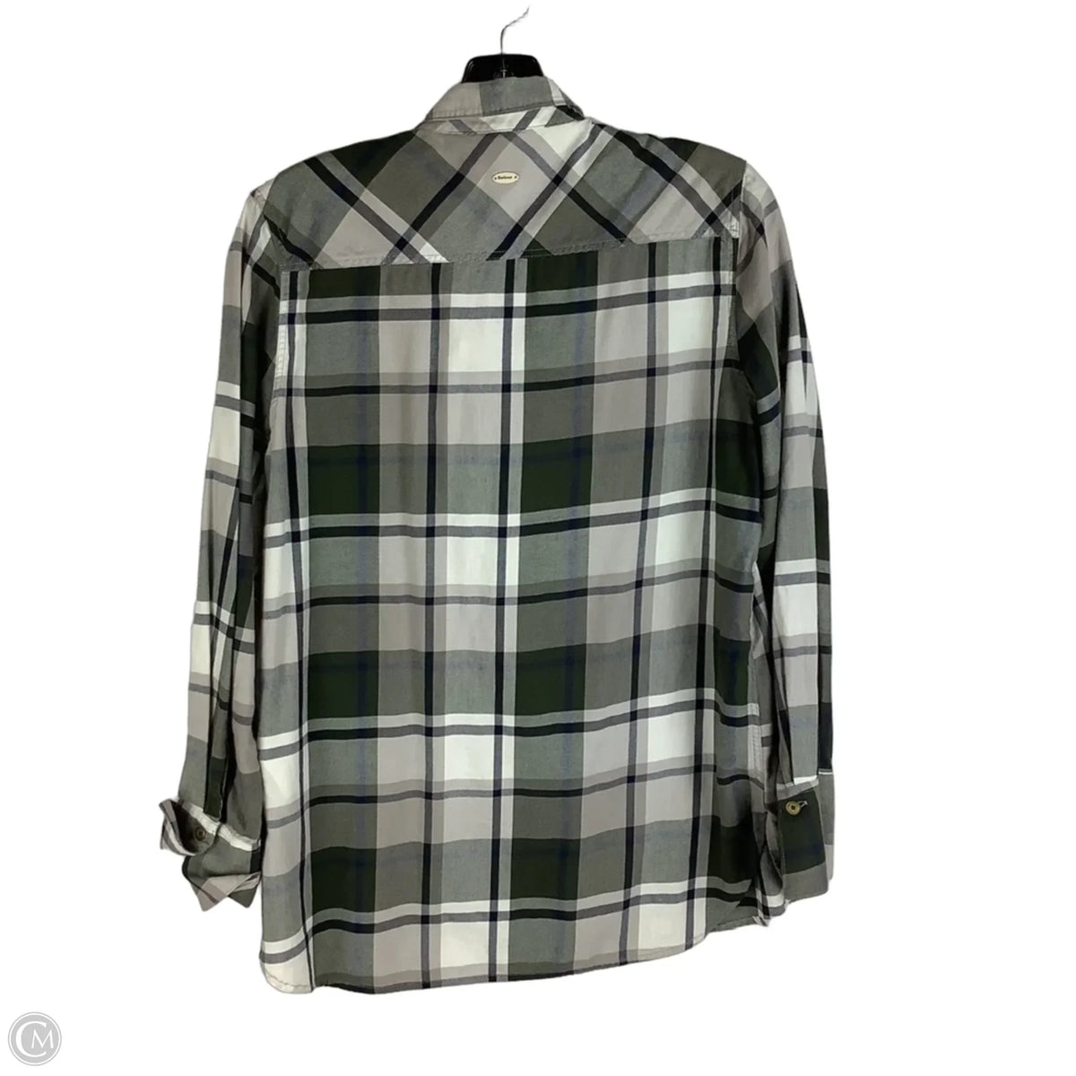 Top Long Sleeve By Barbour In Plaid Pattern, Size: M (8)